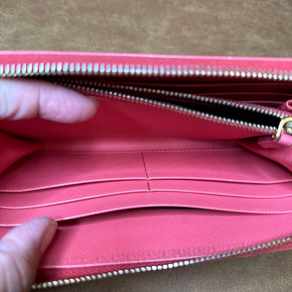 PRADA Fragola Saffiano Fiocco Zip Around Long Wallet - Picture 12 of 14